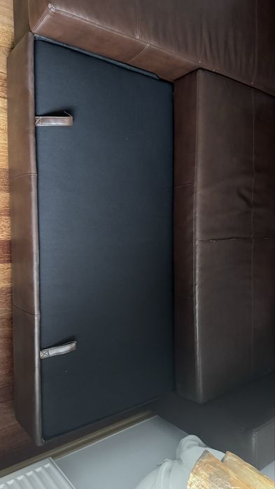 Ikea Manstad narożnik ekoskóra zadbany funkcja spania rozkładany