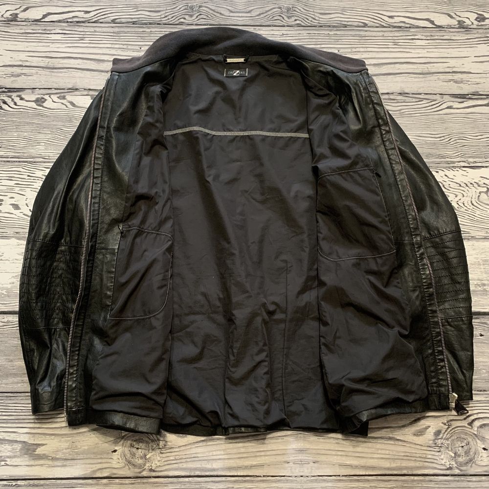 Кожаная куртка Zaffers Cafe Racer Black Leather Jacket