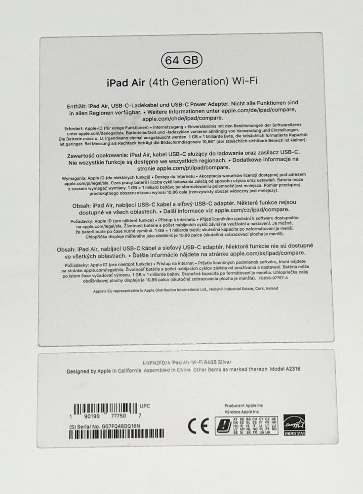 iPad Air 4 biały 64 GB Wi-Fi