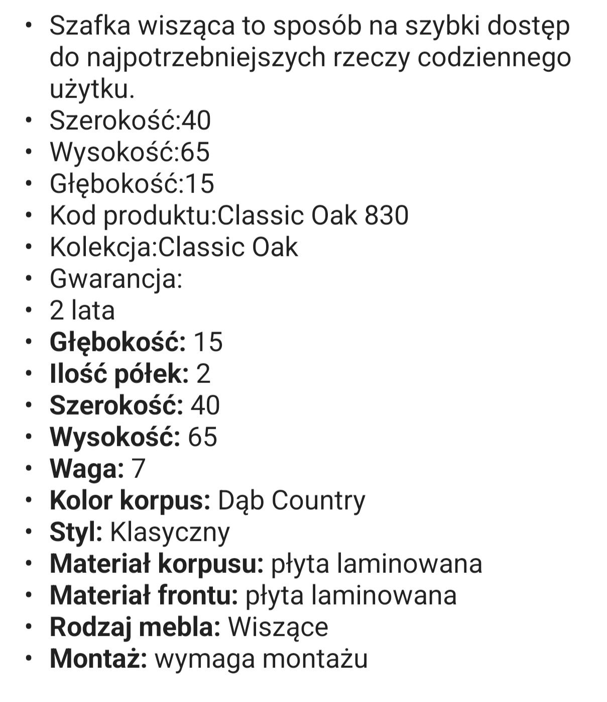 Szafka wisząca 65x40x15