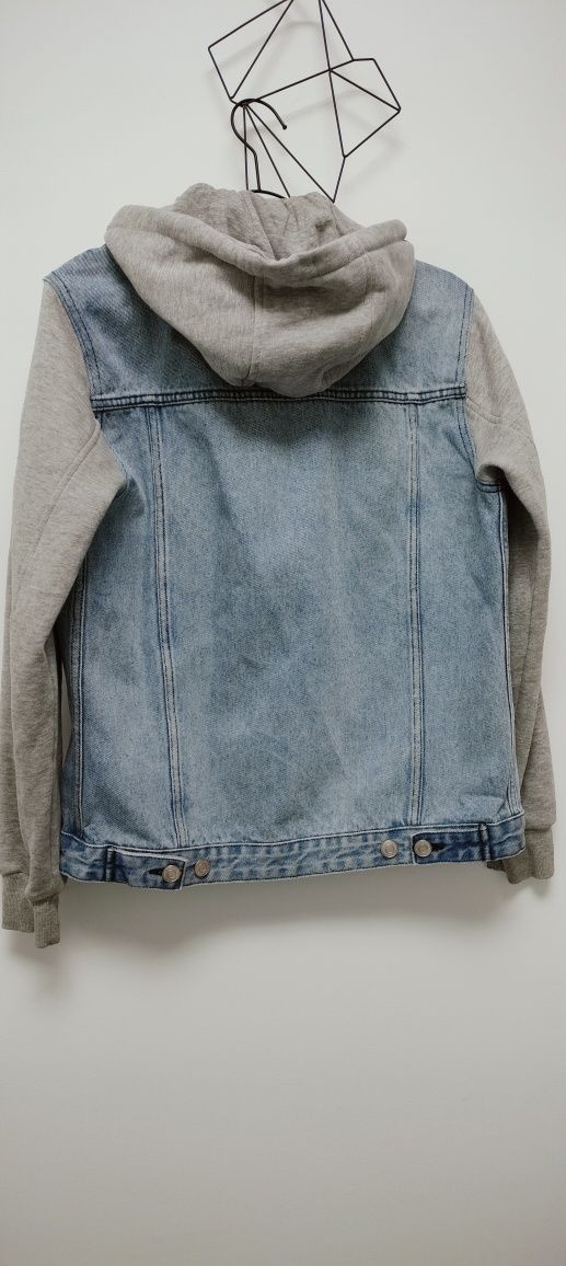 Katana bluza szara niebieski z kapturem S