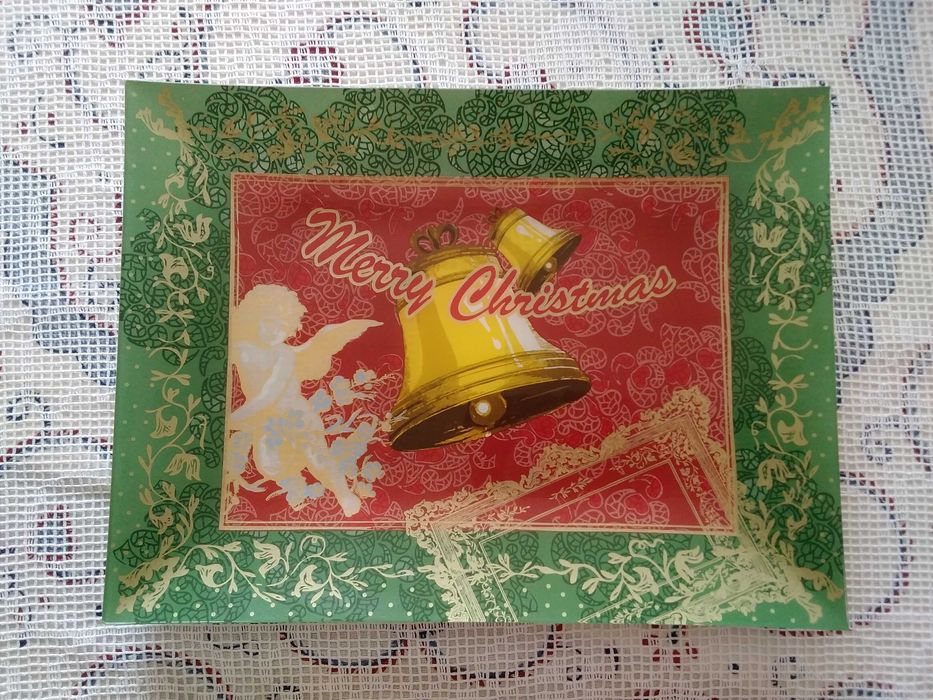 Tabuleiro em vidro de Natal Sinos Merry Christmas