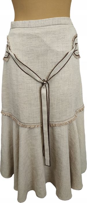 Grayan spódnica rozkloszowana len mix z paskiem 48