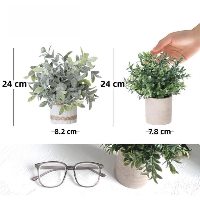 Sztuczne Rośliny w Doniczkach Betonowych 4szt