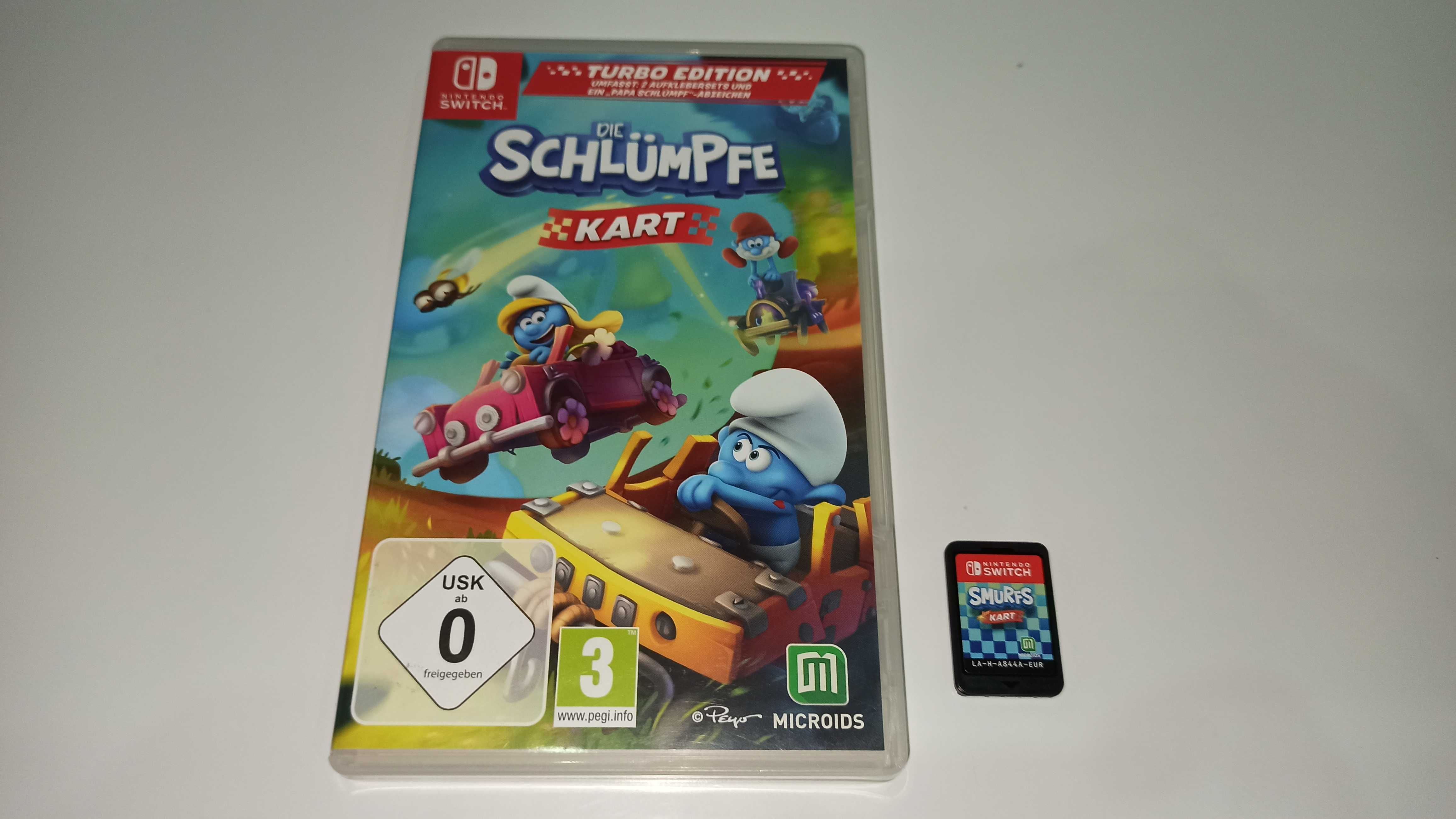 switch SMERFY KART po polsku wyścigi samochodzików dla dzieci kardridż