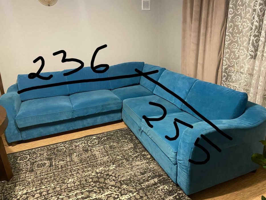 Kanapa narożna turkusowa