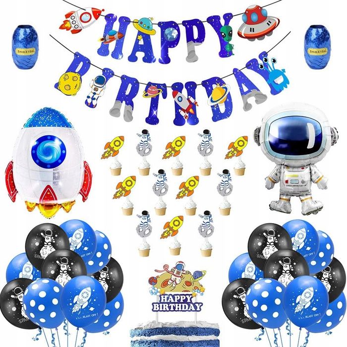 Oro Party Zestaw balonowych dekoracji urodzinowych Kosmos Astronauta