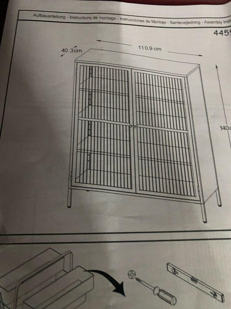 Regał ze stali wiśnia złote dodatki szyby nowy