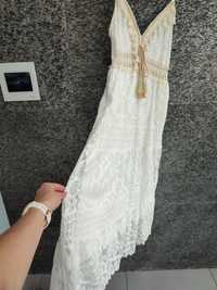 Biała maxi sukienka w stylu boho M/L