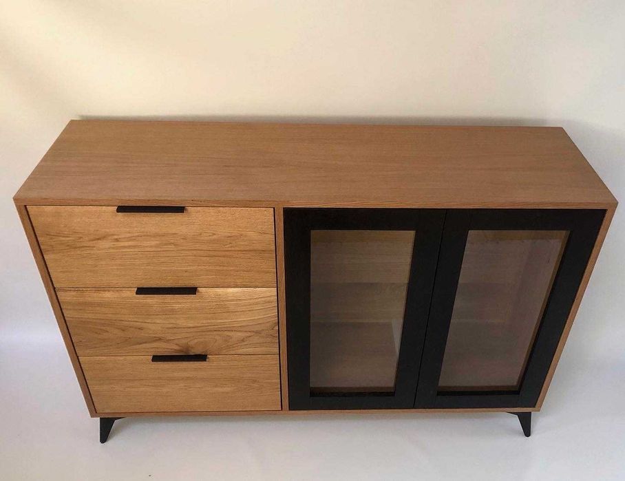 Komoda witryna dębowa olejowana loftowa naturalna handmade