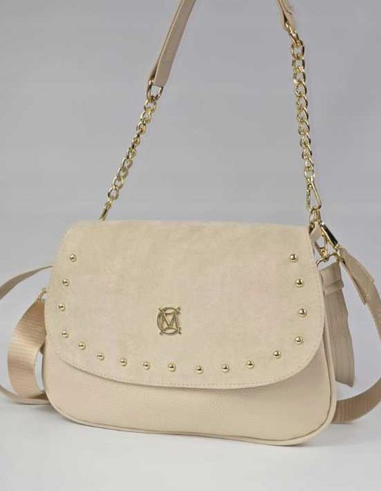 Torebka MASSIMO CONTTI raportówka listonoszka kolor Écru eko zamsz