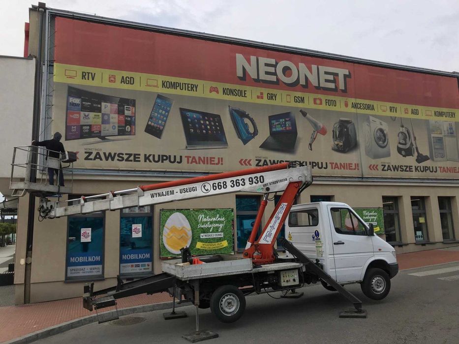 Wynajem podnośników koszowych do 40 metrów, zwyżki wynajem, zwyżka