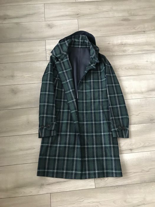 Wełniany płaszcz przeciwdeszczowy z kapturem Suitsupply 48 nowy