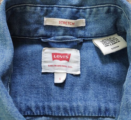 Levi's stretch джинсовая тенниска рубашка Оригинал размер S