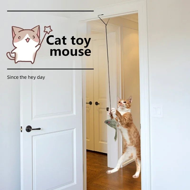 Іграшка для кішки миша на резинці для котів іграшка на двірний отвір