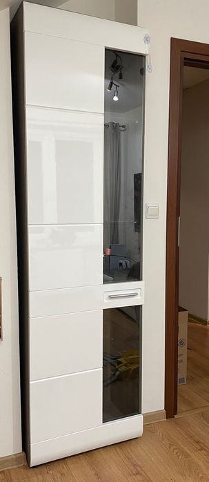 Witrynka + rtv BIAŁO SZARE