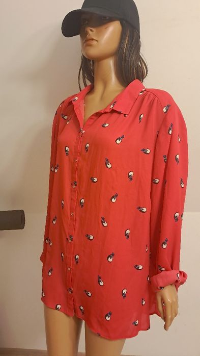 Koszula czerwona w pingwinki  plus size