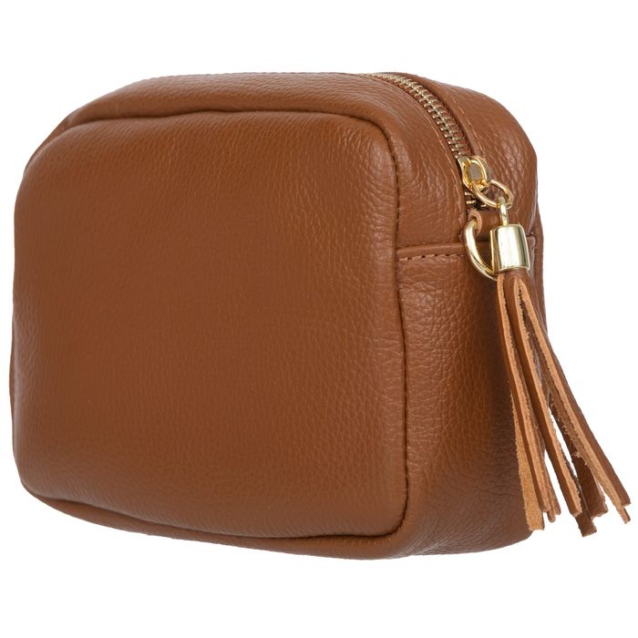 VERA PELLE torebka damska skórzana listonoszka z paskiem V491 brązowa