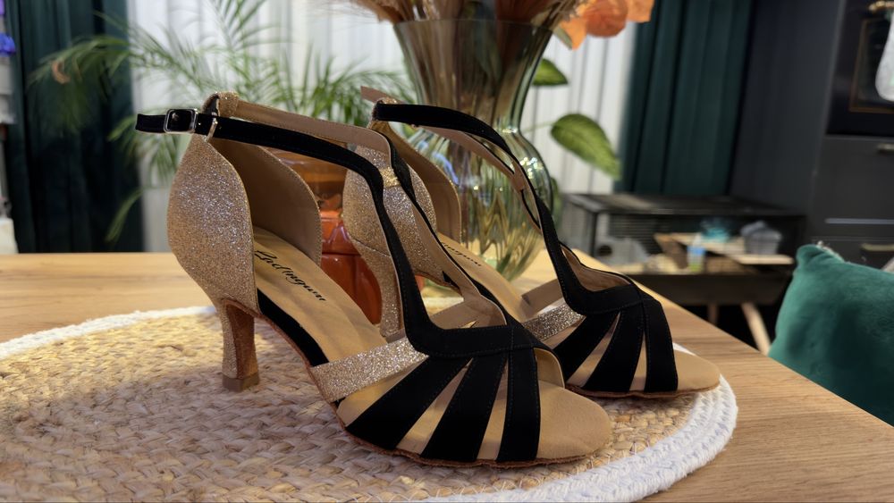 Buty damskie skórzane na obcasie do tańca ślubne wygodne bachata latin