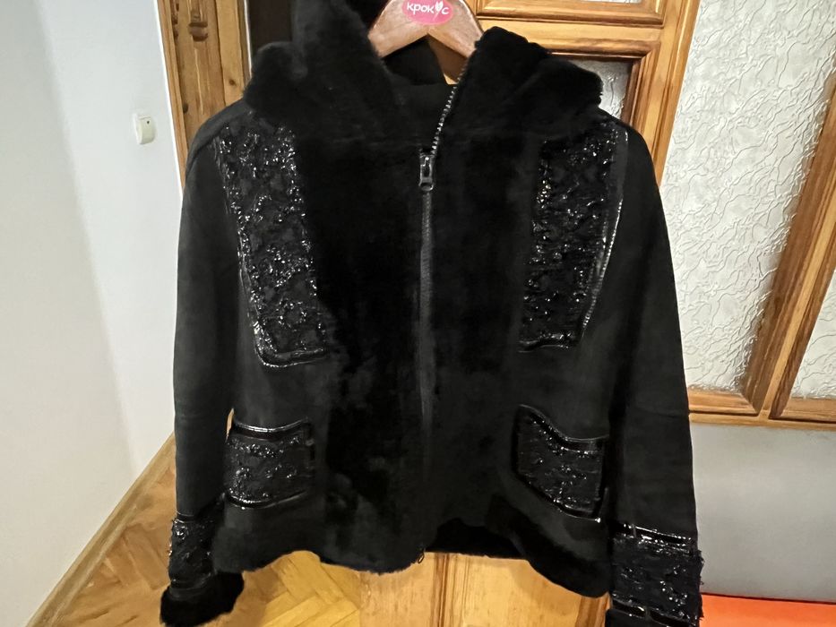 Дублянка натуральна. Із вставками. Чорна з вишивкою