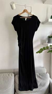 Czarna długa sukienka H&M 36 cotton viscose bawełna wiskoza