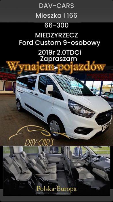 Wynajem pojazdow Wynajem aut Wypozyczalnia 7 / 9  Custom Trafic