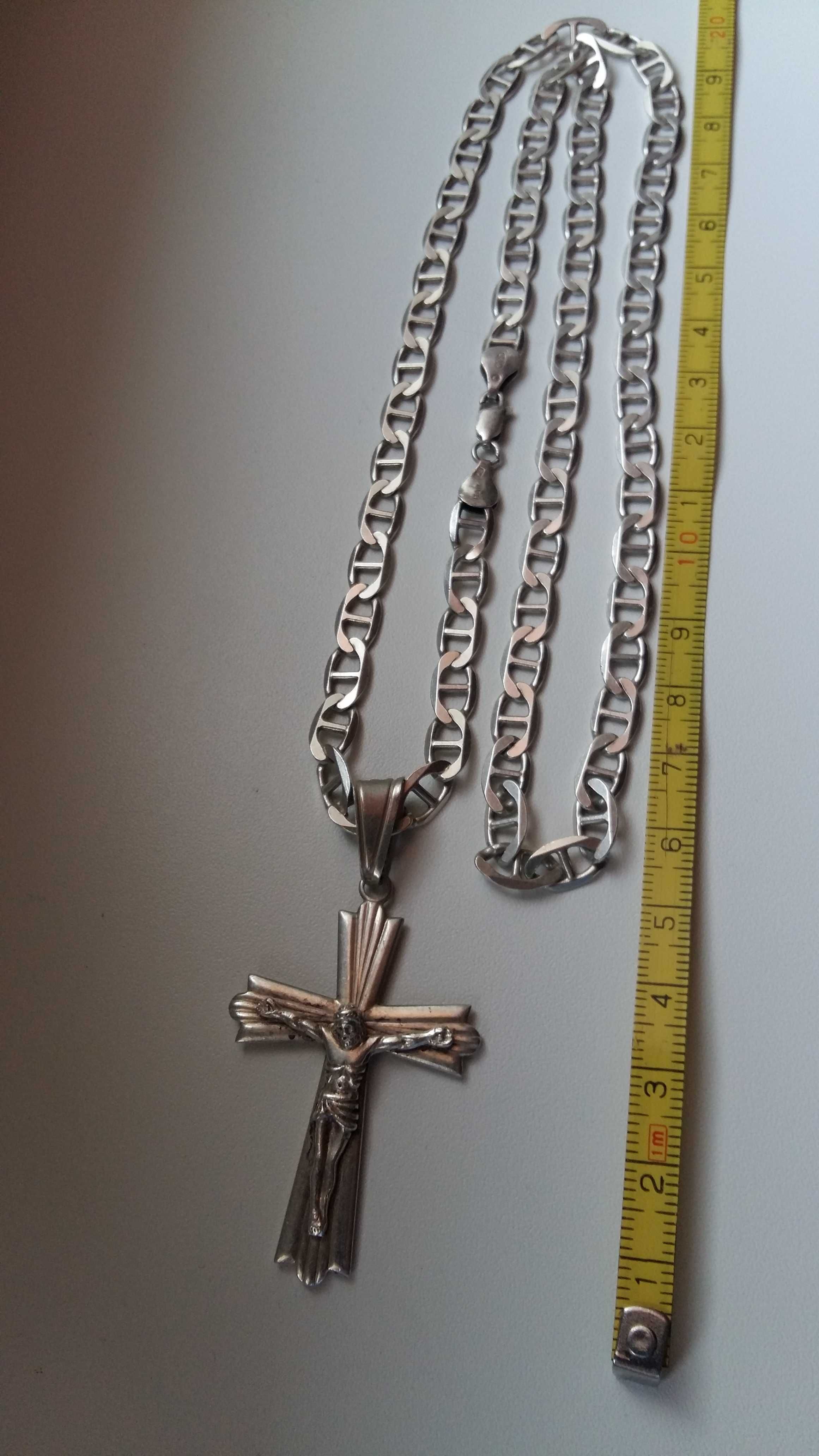 Łańcuszek z krzyżykiem srebro 925 dł.62 cm ITALY.
