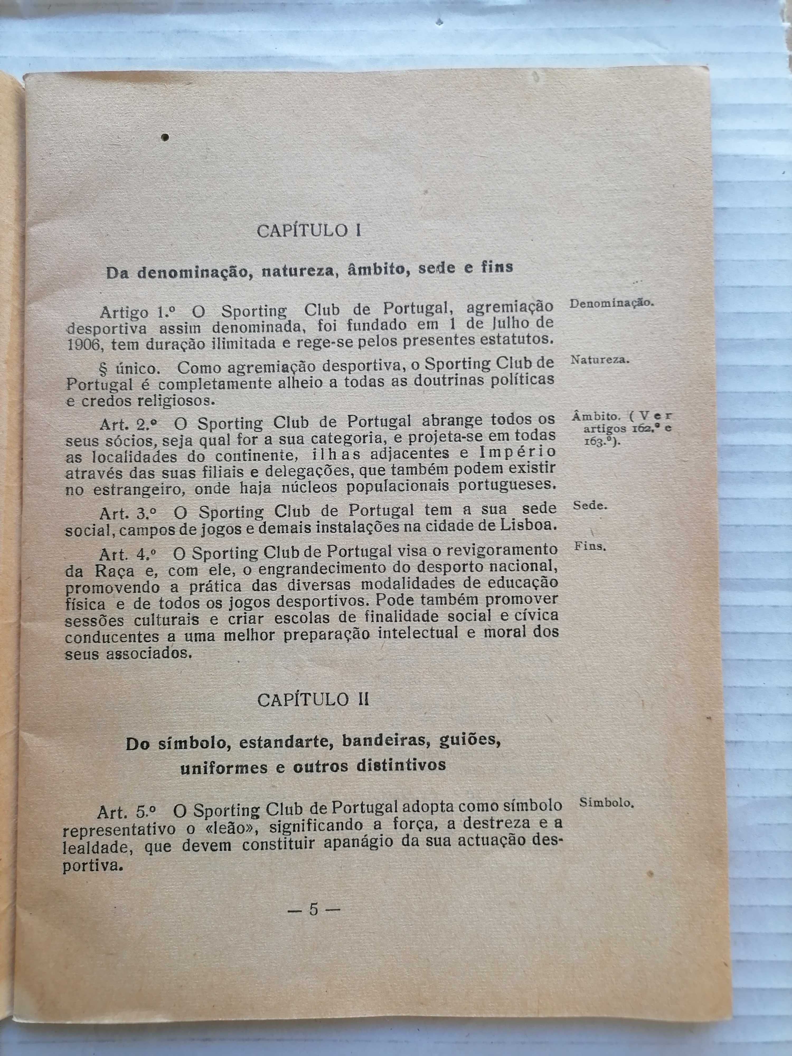 SPORTING Estatutos 1947 Presidente Mesa DR. ADELINO DA PALMA  CARLOS