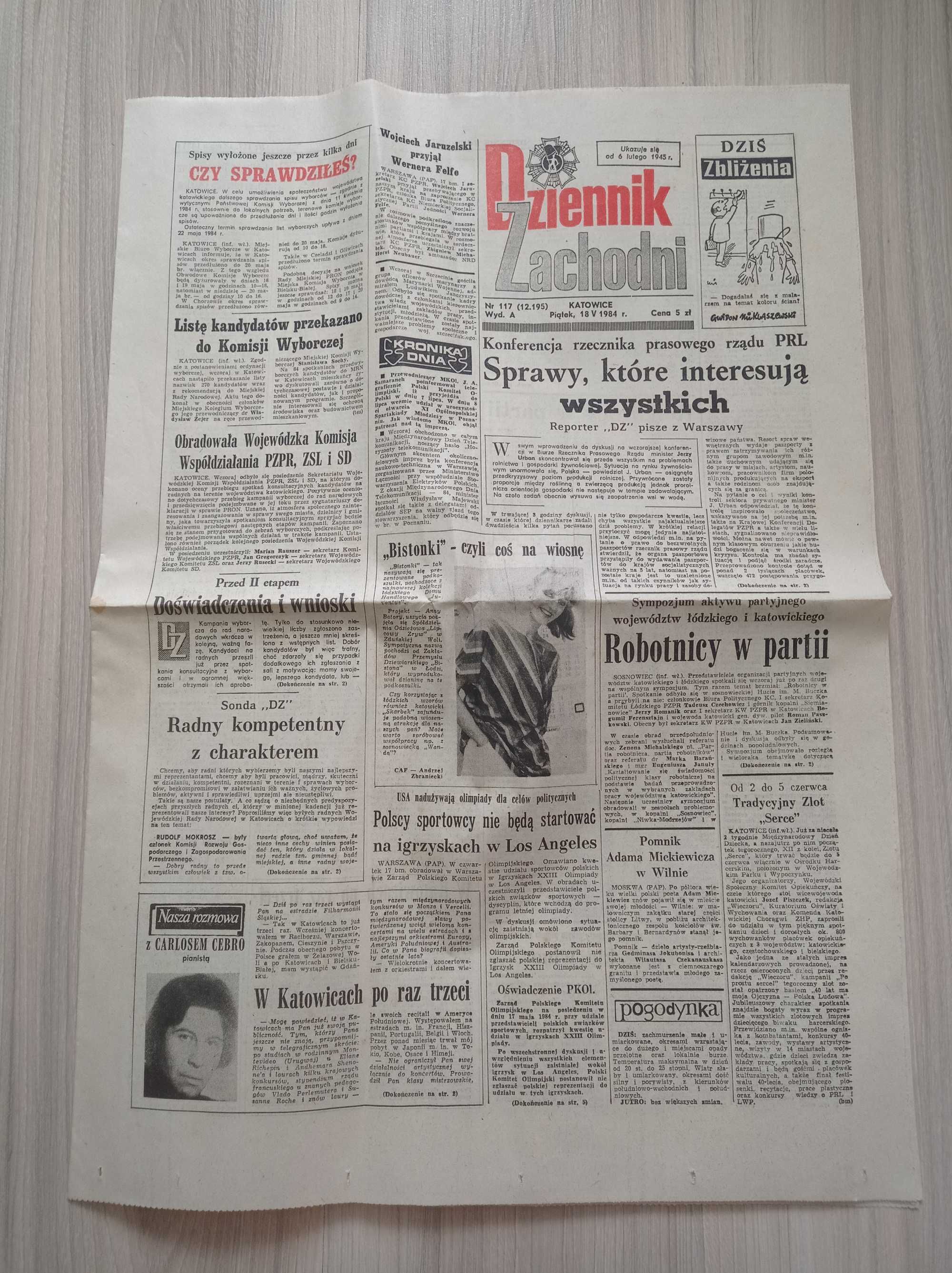 Dziennik Zachodni Katowice 18 maja 1984