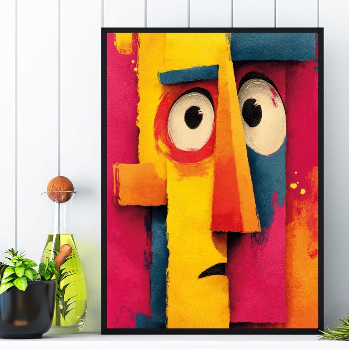 plakat kolorowy w stylu pablo picasso, obraz kolorowy w stylu picasso