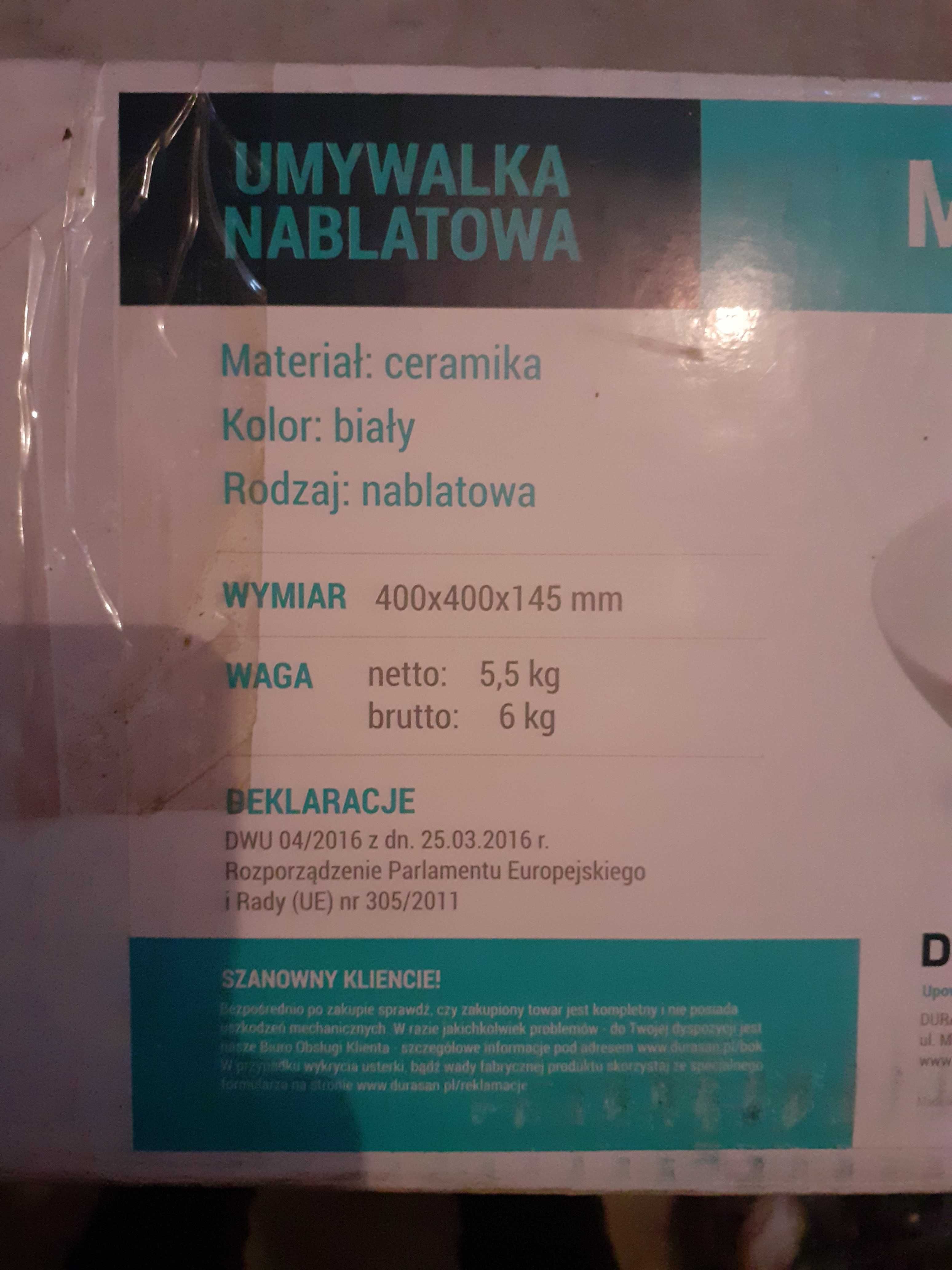 Umywalka moss durasan nowa nablatowa