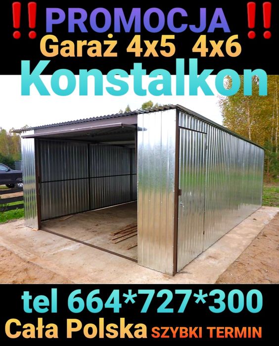 Garaż blaszany 4x5 Garaże blaszane MONTAŻ GRATIS CAŁY Kraj! SZYBKO !