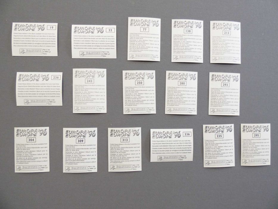 Cromos Panini Euro 88 e 96, Mundial Mexico 86, Italia 90 e USA 94