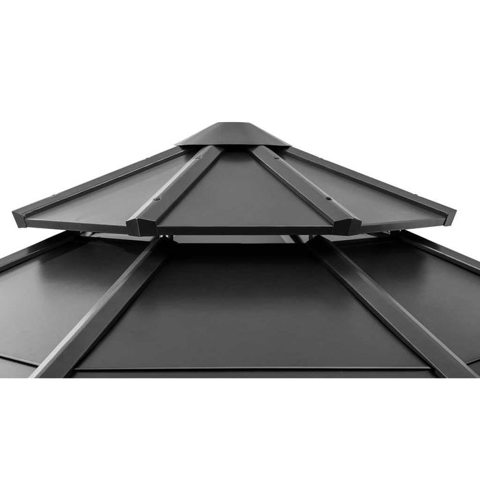 Altana drewniana 4x4 m ogrodowa, pawilon antracytowa okrągła