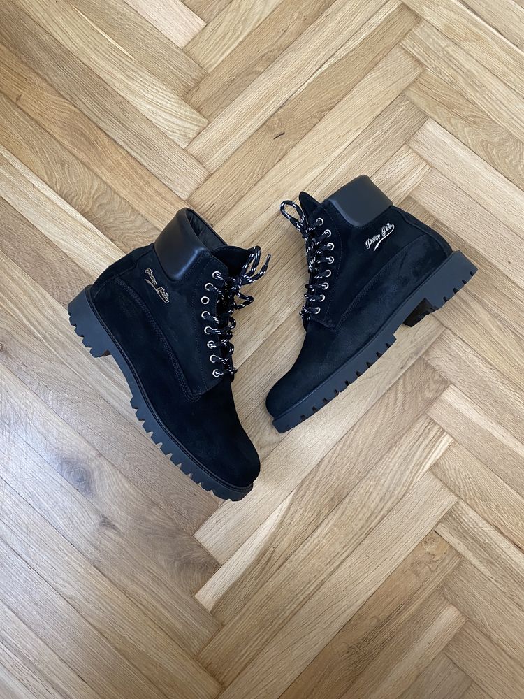 Meskie buty trapery zimowe Philipp Plein 43.5czarne zamszowe