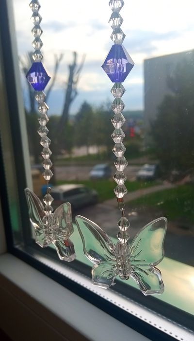 Zawieszka motyle 23cm kryształki