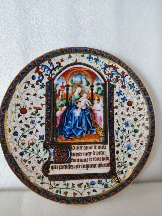 Prato Porcelana Italiana da biblioteca do Vaticano Maria com Jesus