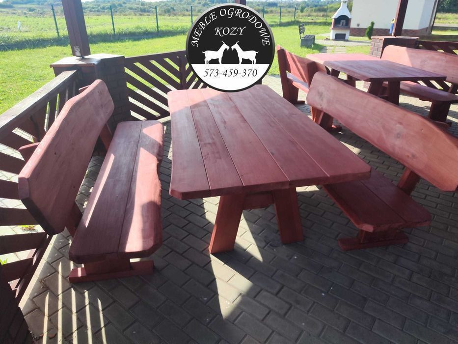 NOWY CENNIK Meble ogrodowe drewniane góralskie. Lite drewno ławka stół