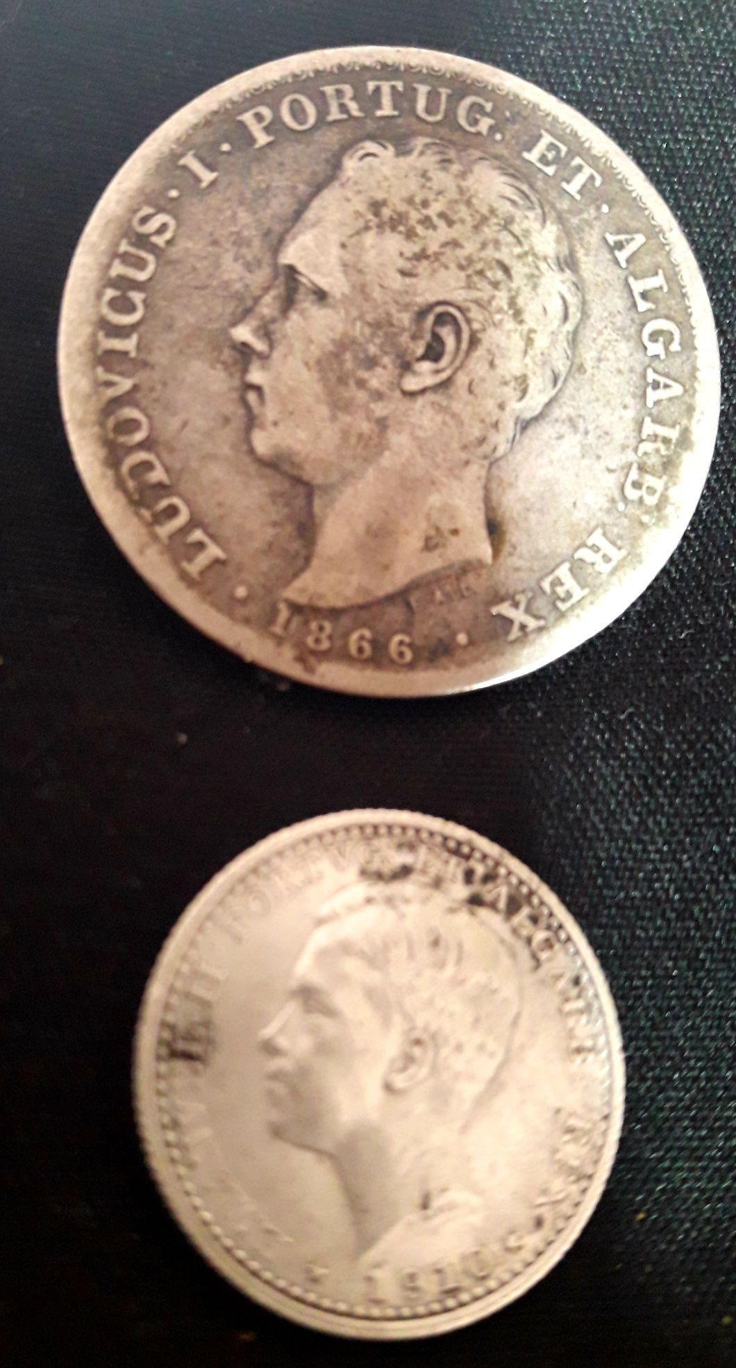 500 reis 1866+100 Reis 1910 ambas prata,raras + oferta