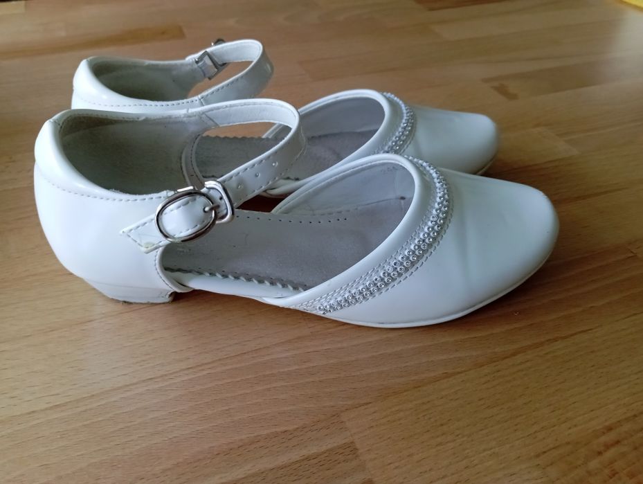 Buciki buty lakierki dziewczęce białe komunia wesele rozmiar 35