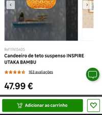 Candeeiro de teto suspenso INSPIRE UTAKA BAMBU Leroy Merlin