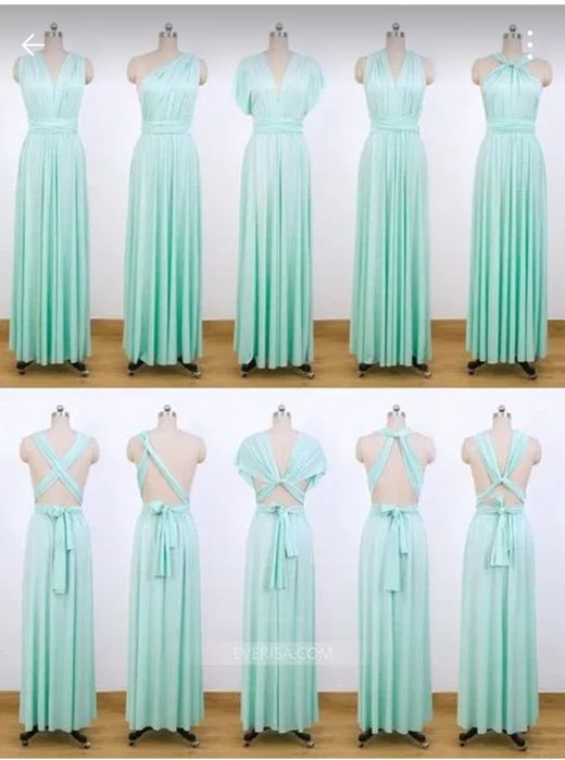 Vestido de cerimónia multiformas verde menta