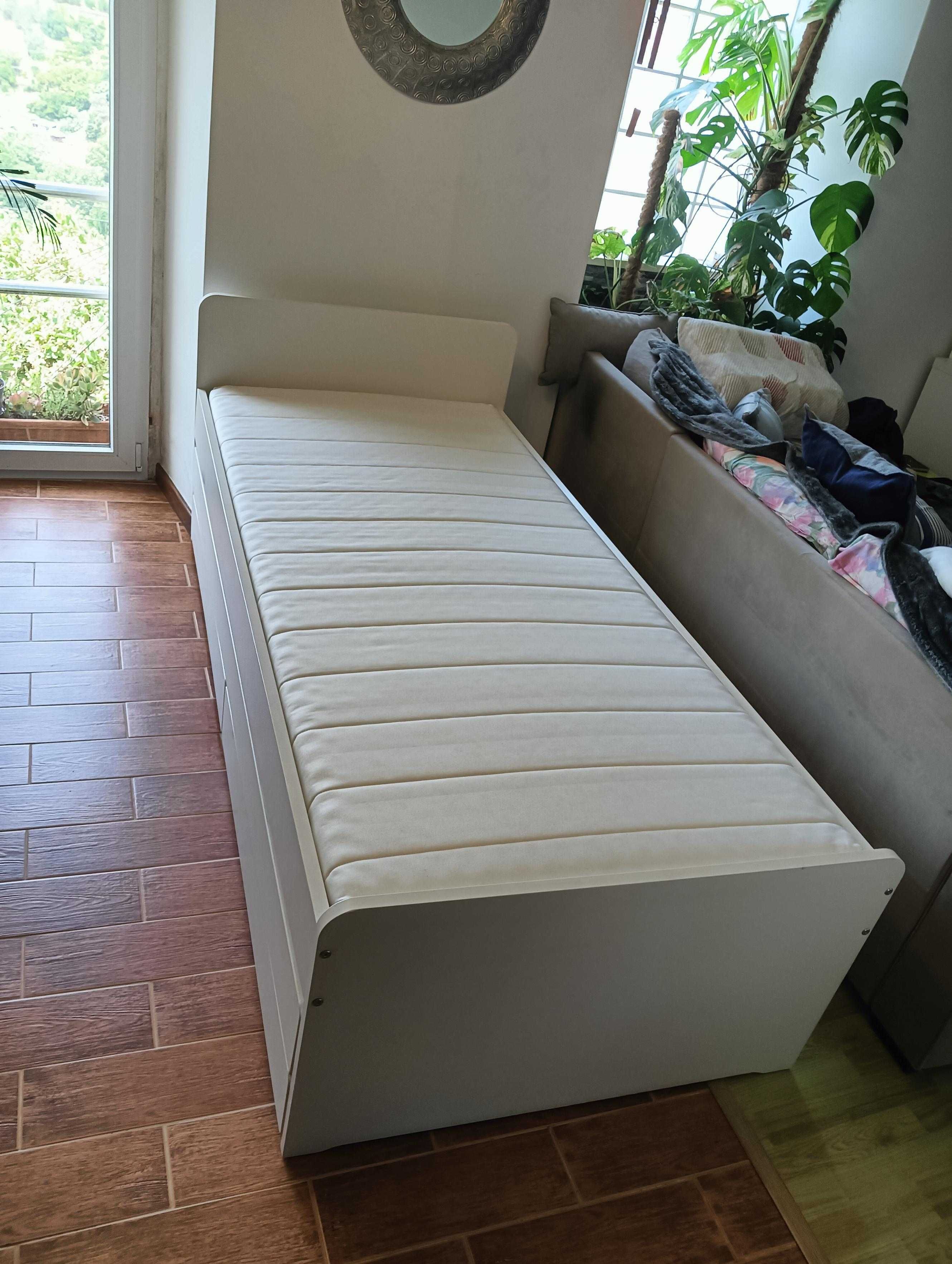 Cama individual + cama extra com colchões e gavetas arrumação