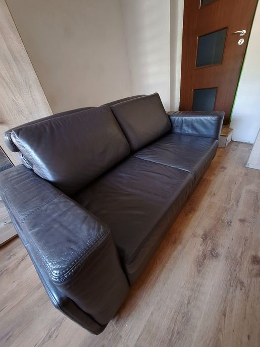 Sofa skórzana brązowa nierozkładana