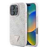 Etui Guess Leather 4G Triangle Strass MagSafe na iPhone 16 Pro - różow