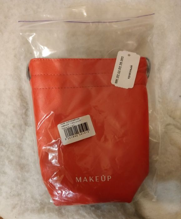 кисет для косметики мейкап MakeUp с этикеткой , красный "Pretty pouch