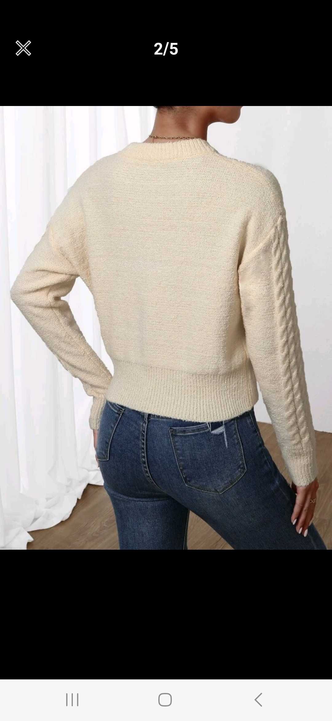 Nowy sweter damski beżowy oversize kremowy sweterek na jesień zimę 36