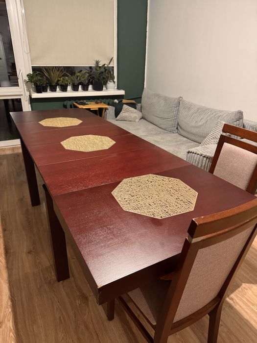 Stół/ława drewniany rozkładany 4 krzesła