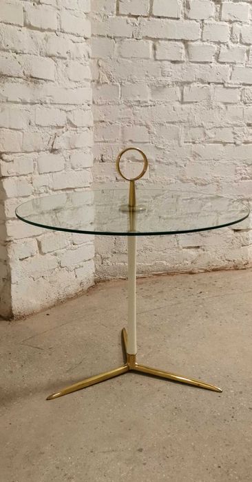 Stolik kawowy Cesare Lacca Tripod Brass, Włochy 50' Vintage