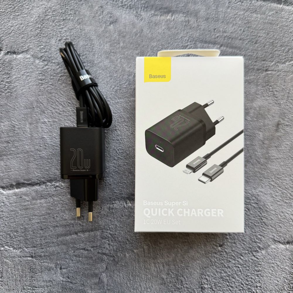 Комплект зарядний пристрій Baseus Super Silicone PD Charger 20W